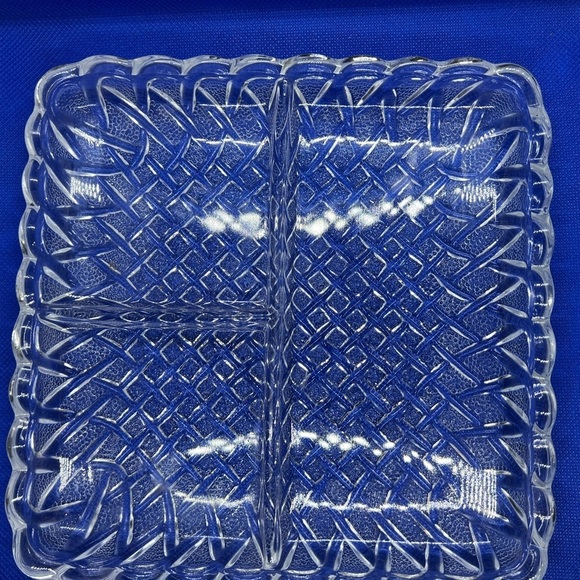 Vintage Clear Glass Divided Serving Dish 3 compartments - Picture 2 of 5
